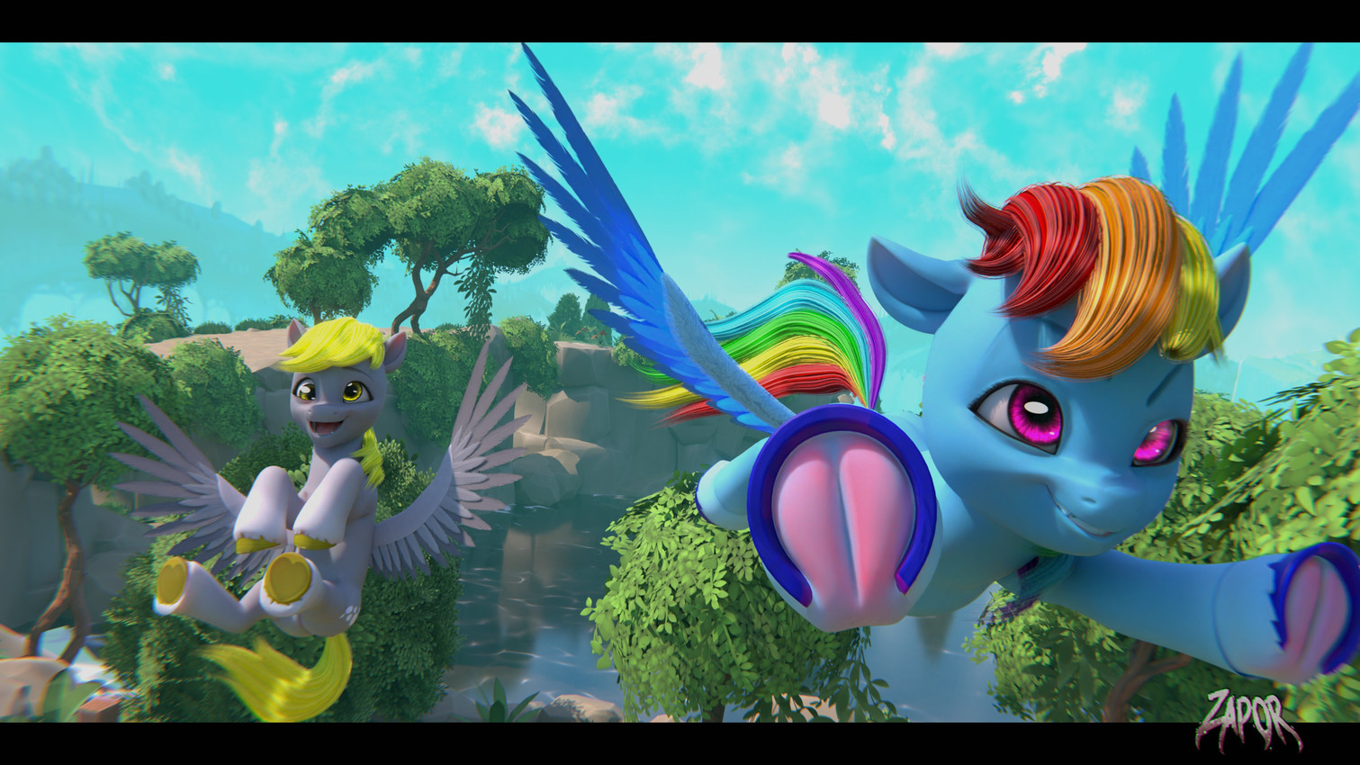 blue_body duo female female/female feral grey_body hooves underhoof wings zapor666 friendship_is_magic hasbro my_little_pony mythology derpy_hooves_(mlp) rainbow_dash_(mlp) equid equine mammal mythological_creature mythological_equine pegasus 16:9 3d_(artwork) 4k absurd_res blender_(artwork) blender_cycles_(artwork) digital_media_(artwork) hi_res widescreen