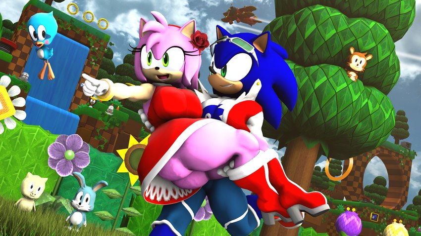 anthro big_butt boots bridal_carry butt carrying_another clothing digit_ring dress duo female flower footwear happy high_heeled_boots high_heels jewelry male male/female married married_couple plant ring romantic rose_(flower) shoes sonamy wedding_ring bluewyvern sega sonic_the_hedgehog_(series) amy_rose sonic_the_hedgehog eulipotyphlan hedgehog mammal 16:9 3d_(artwork) digital_media_(artwork) hi_res widescreen