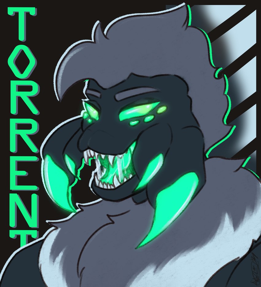 anatomically_inaccurate anthro black_background black_chitin bodily_fluids chelicerae eyebrows fangs fangs_bared fur glowing glowing_eyes glowing_fangs glowing_tongue green_eyes green_fangs green_mouth green_text green_tongue grey_body grey_fur grey_hair hair male mouth_shot name_in_background neck_tuft open_mouth pattern_background pedipalps saliva saliva_on_tongue saliva_string sharp_fangs sharp_teeth simple_background solo striped_background teeth text three-quarter_view tongue tuft choccey_milk vore_day torrent_amador arachnid araneomorph arthropod jumping_spider spider absurd_res headshot_portrait hi_res portrait