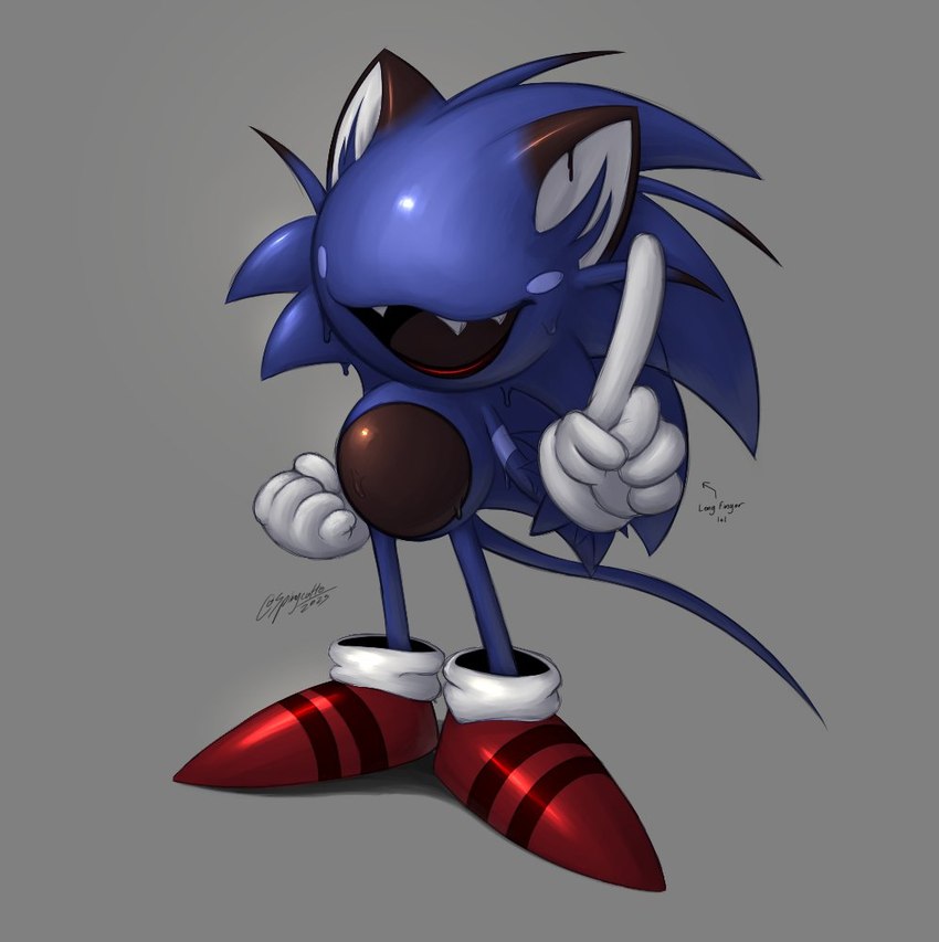 anthro big_shoes clothing fist gloves grey_background handwear long_tail male simple_background solo tail teeth spinycatto sega sonic_the_hedgehog_(series) mui_(spinycatto) unknown_species digital_media_(artwork)