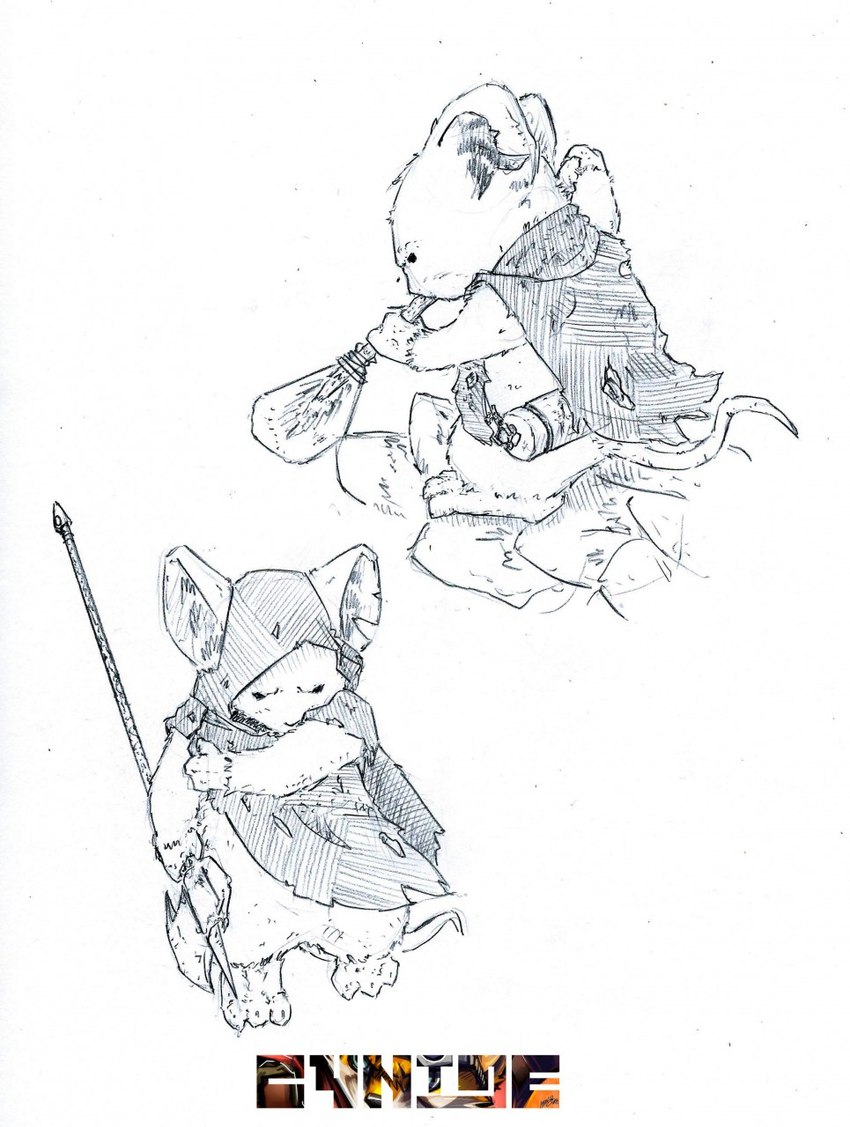 anthro big_axe clothed clothing fur halberd looking_at_viewer looking_down male melee_weapon oars polearm simple_background solo walking weapon white_background cynide mouse_guard mammal mouse murid murine rat rodent black_and_white hi_res monochrome