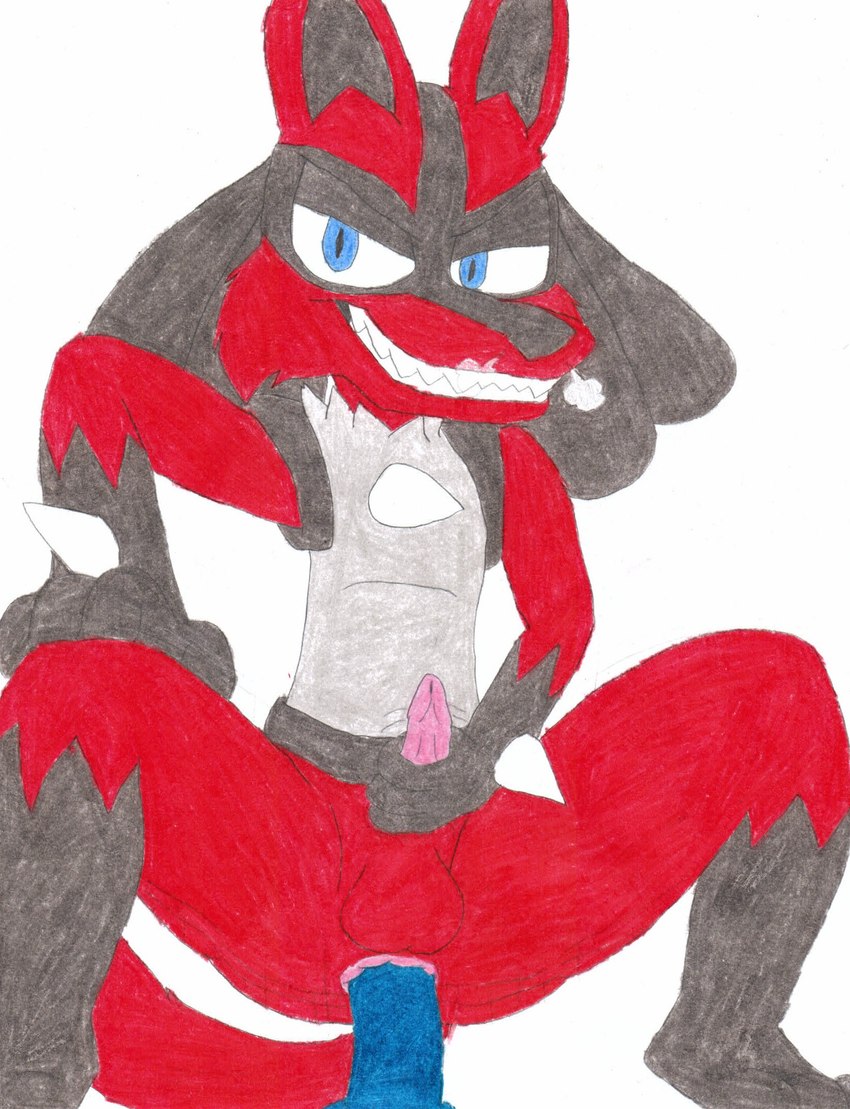 anal anal_masturbation anal_penetration anthro anthrofied anus balls bedroom_eyes blue_eyes butt crouching dildo dildo_in_ass dildo_insertion dildo_sitting erection fur genitals grey_body grey_fur grin half-closed_eyes hand_on_knee hand_on_leg hand_on_penis humanoid_genitalia humanoid_penis looking_at_viewer male masturbation motion_lines narrowed_eyes nude object_in_ass penetration penile penile_masturbation penis pokemorph red_body red_fur seductive sex_toy sex_toy_in_ass sex_toy_insertion simple_background smile snort solo spread_legs spreading squat_position squatting_pose squatting_position teeth toying_self ultimatepokemorphs nintendo pokemon ketchup_(lucario) canid canine canis generation_4_pokemon lucario mammal pokemon_(species) 2023 colored_pencil_(artwork) hi_res traditional_media_(artwork)