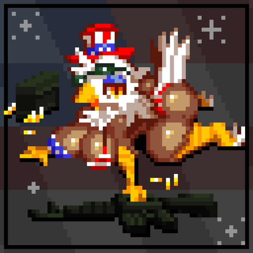 american_flag american_flag_bikini ammunition assault_rifle big_breasts big_butt bikini breasts bullet butt clothing eyewear eyewear_on_head feathers feet female flag_bikini glistening glistening_body gun hat headgear headwear holidays m16 ranged_weapon rifle solo sunglasses sunglasses_on_head swimwear tail talons toes two-piece_swimsuit united_states_of_america weapon insaniousjaydonius 4th_of_july accipitrid accipitriform avian bird eagle digital_media_(artwork) hi_res pixel_(artwork)