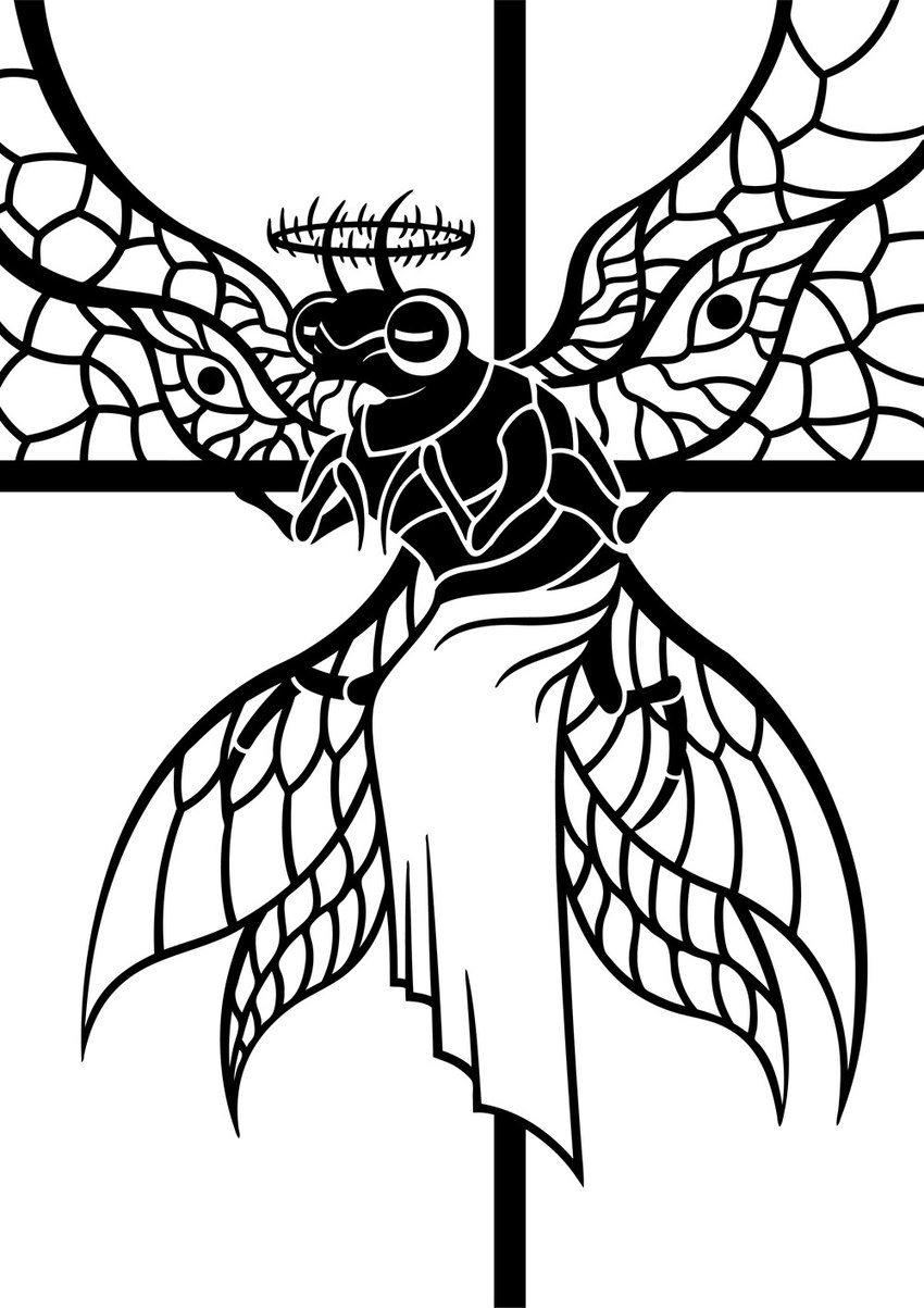 6_wings ambiguous_gender anthro big_eyes christianity cross crucifix crucifixion exoskeleton halo insect_wings mandibles multi_wing religion silhouette simple_background solo spiked_halo three-quarter_view white_background wing_eyes wings sunnyclockwork scp_foundation scp-3004-1 arthropod cicada deity insect 2017 black_and_white digital_drawing_(artwork) digital_media_(artwork) full-length_portrait hi_res monochrome portrait