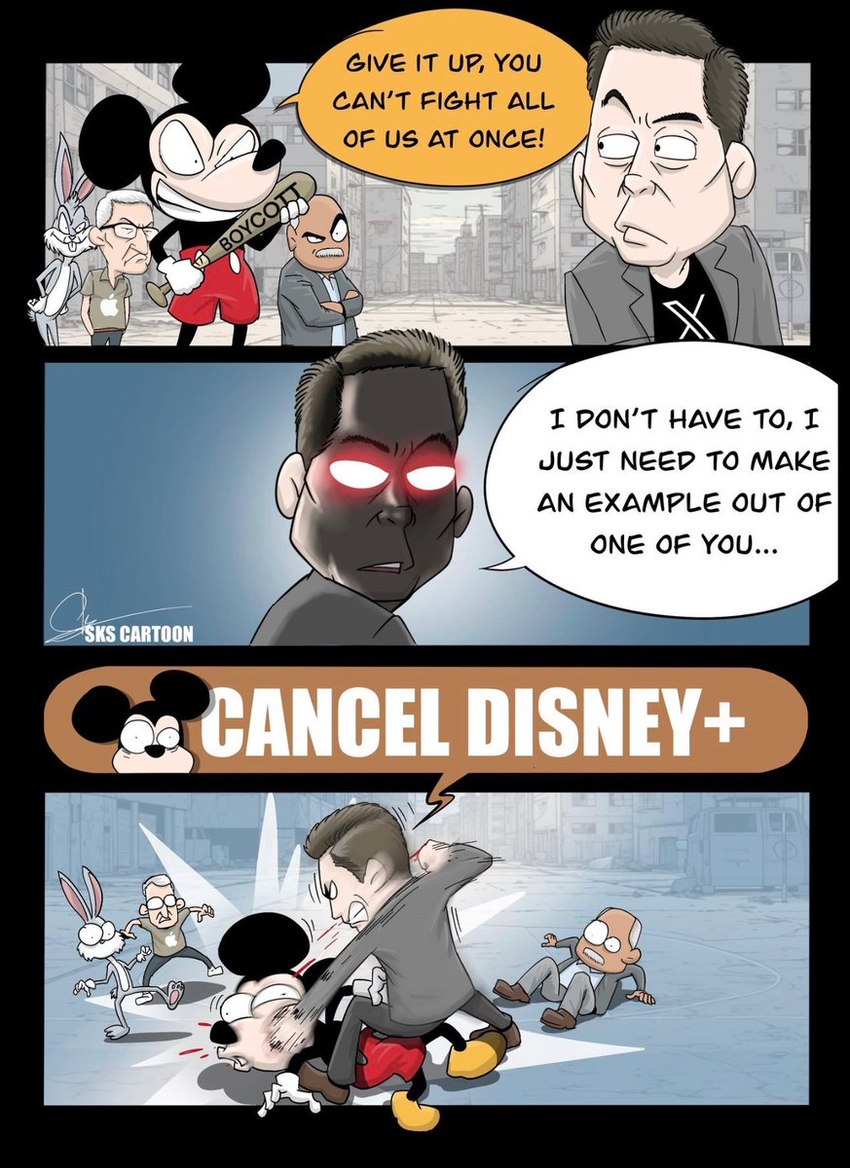 bugs bunny, elon musk, mickey mouse, and tim cook (warner brothers and etc) created by sks cartoon