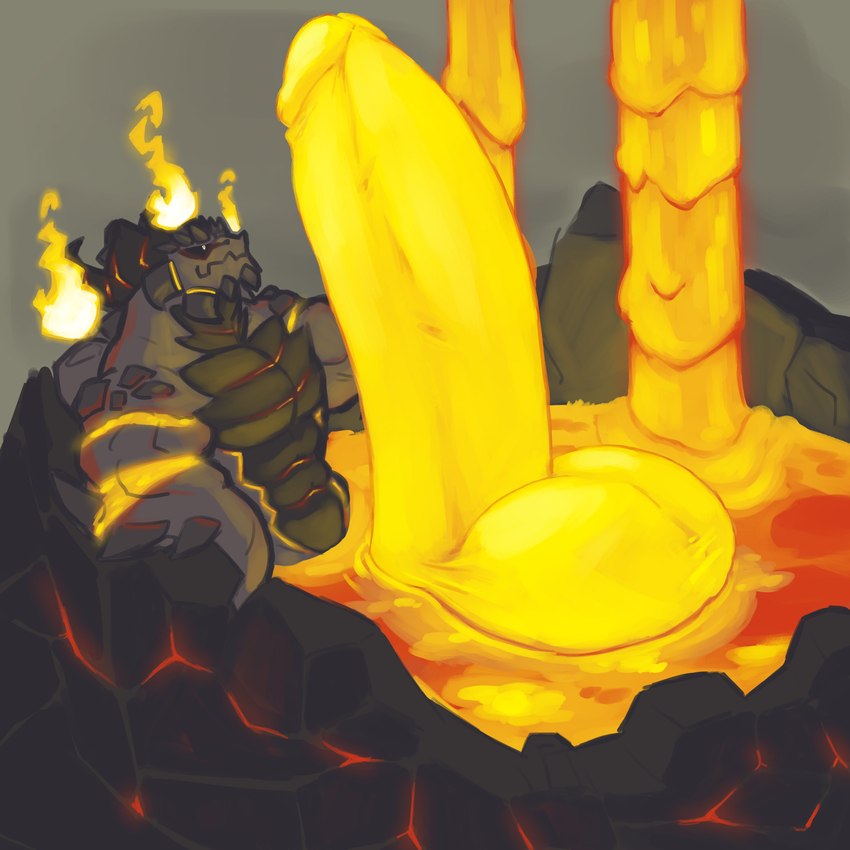 anthro balls biceps big_balls big_penis black_body black_scales erection fire foreskin genitals glans horn huge_balls huge_penis hyper hyper_balls hyper_genitalia hyper_penis lava male male_anthro muscular muscular_anthro muscular_male orange_balls orange_body orange_penis orange_scales penis retracted_foreskin scales triceps zephyrchill mythology raid_dragon_(zephyrchill) dragon mythological_creature mythological_scalie scalie 1:1 2022 absurd_res hi_res