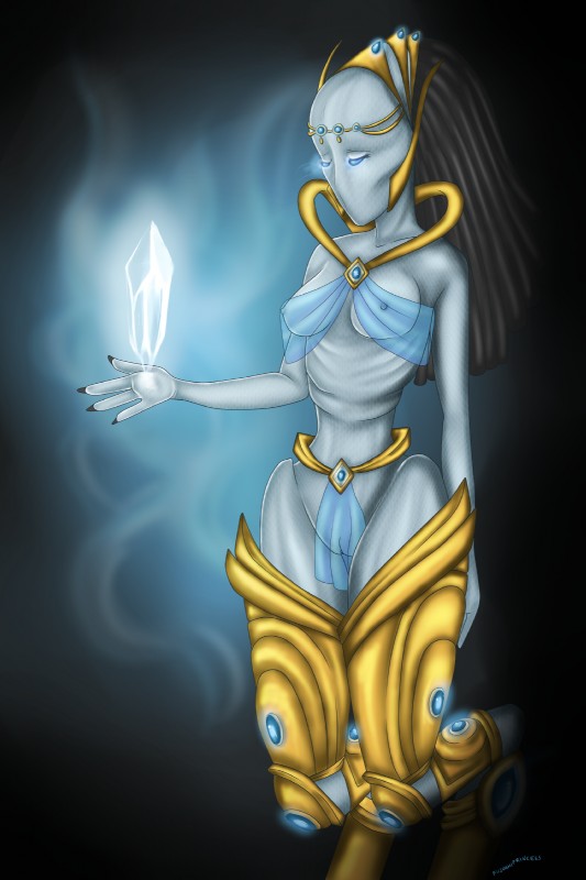 blue_body blue_skin breasts clothing female genitals glowing glowing_eyes nipples not_furry pussy solo standing translucent translucent_clothing fujoshiprincess blizzard_entertainment starcraft iniya_(character) alien protoss 2:3 digital_media_(artwork) hi_res