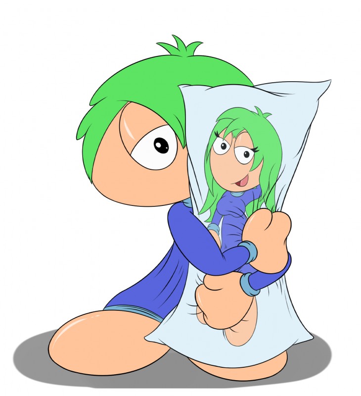 body_pillow dakimakura dakimakura_pillow female green_hair hair male pillow cpctail lemmings cricetid lemming mammal rodent hi_res