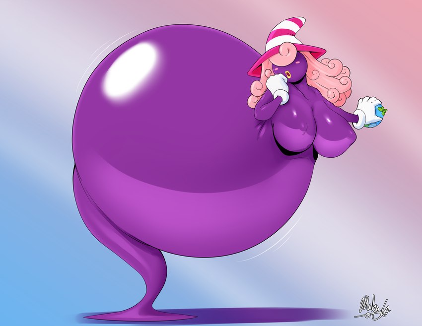 air_inflation belly belly_expansion big_belly big_breasts big_butt blimp_fruit_(super_mario_galaxy_2) blue_background breasts butt butt_expansion clothing expansion featureless_breasts female food fruit gloves hair handwear hat headgear headwear holding_food holding_fruit holding_object huge_belly huge_breasts huge_butt hyper hyper_belly hyper_butt hyper_inflation hyper_pear inflation lips magic_user monobutt monobutt_expansion motion_lines not_furry open_mouth pattern_clothing pattern_hat pattern_headgear pattern_headwear pink_background pink_cheeks pink_clothing pink_hair pink_hat pink_headwear plant red_mouth simple_background solo swelling three-quarter_view white_clothing white_gloves white_handwear white_hat white_headwear witch witch_hat yellow_lips milkybody mario_bros nintendo paper_mario vivian_(mario) ghost humanoid shadow_siren spirit 2024 absurd_res colored digital_media_(artwork) hi_res shaded signature trans_(lore) trans_woman_(lore)