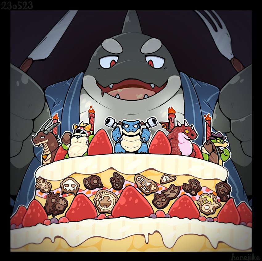 anthro asian_clothing birthday_cake bodily_fluids cake clothing cutlery dessert drooling east_asian_clothing food fork japanese_clothing kimono kitchen_utensils knife male overweight overweight_male red_eyes saliva solo tools honezika427 brok_the_investigator cowcat_games mythology nintendo pokemon vtuber brok_(brok_the_investigator) shachi_ojisan_(character) blastoise cetacean dolphin dragon generation_1_pokemon mammal marine mythological_creature mythological_scalie oceanic_dolphin orca pokemon_(species) scalie toothed_whale