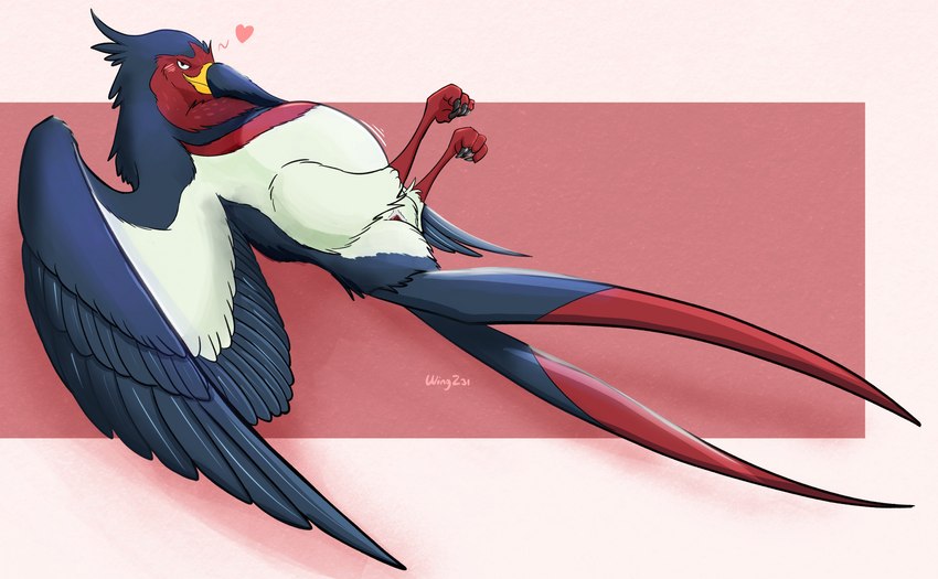 animal_genitalia avian_butt avian_feet blush cloaca female feral genitals lying on_back pregnant pregnant_female pregnant_feral presenting solo wingz31 nintendo pokemon avian bird generation_3_pokemon pokemon_(species) swellow hi_res