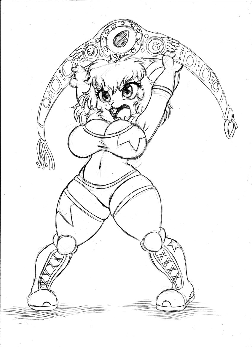 anthro big_breasts boots breasts buckteeth champion_belt cleavage cleavage_overflow clothed clothing curvy_figure female footwear gloves handwear hourglass_figure huge_breasts legwear lifting_object midriff open_mouth panties pigeon_toed shoes short_stack skindentation solo teeth thigh_highs underwear wide_hips wrestler wrestler_belt chochi mammal rodent 2023 absurd_res black_and_white graphite_(artwork) hi_res monochrome sketch traditional_media_(artwork)