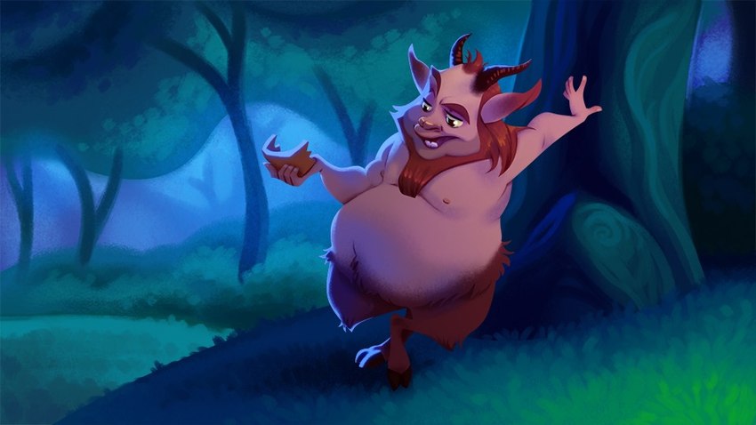 balding beard belly brown_hair facial_hair forest hair hooves horn long_beard male mature_male navel nipples overweight overweight_male plant solo tree logicfairy disney disney's_hercules philoctetes humanoid satyr 16:9 widescreen