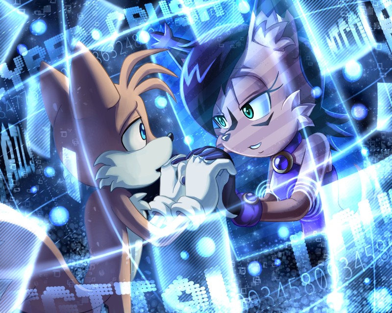 miles prower and nicole the lynx (sonic the hedgehog (archie) and etc) created by glitcher