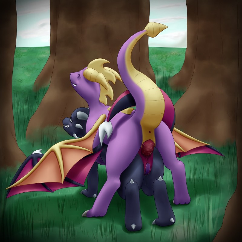 cynder and spyro (european mythology and etc) created by gefauz