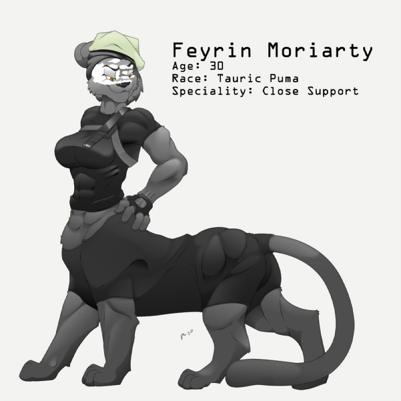 >:3 abs biceps breasts female knife muscular muscular_female muscular_taur quadruped solo tail text severus feyrin cougar felid feline mammal taur 1:1 english_text