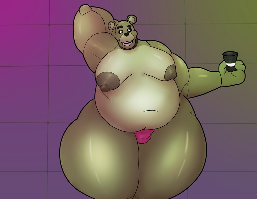 big_butt butt clothing hand_behind_head happy machine male moobs nipples overweight overweight_male small_hat solo thick_thighs thong transformation underwear wide_hips weonraro123 five_nights_at_freddy's scottgames fan_character uxio_(weonraro123) animatronic bear eldritch_abomination mammal robot absurd_res hi_res