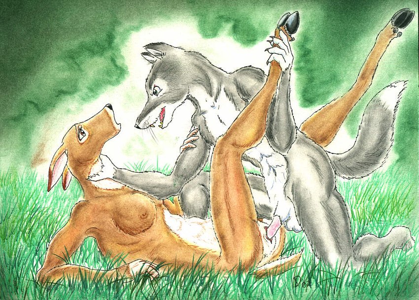 anthro balls breasts brown_body brown_fur butt duo eye_contact female female_penetrated forced fur genitals grass grey_body grey_fur hand_on_ankle hand_on_leg hand_on_throat looking_at_another lying male male/female male_dominating_female male_penetrating male_penetrating_female male_raping_female nude on_back penetration penis plant predator/prey predator_penetrating_prey pussy questionable_consent rape scared sex vaginal vaginal_penetration white_body white_fur darkwolfie canid canine canis deer mammal new_world_deer white-tailed_deer wolf 2002