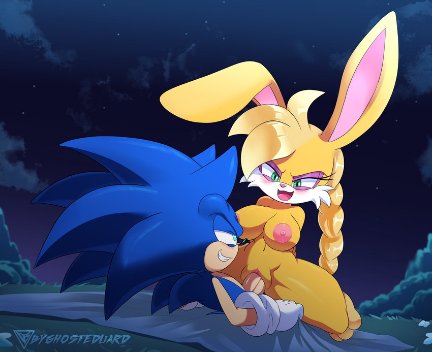 bunnie rabbot and sonic the hedgehog (sonic the hedgehog (archie) and etc) created by byghosteduard