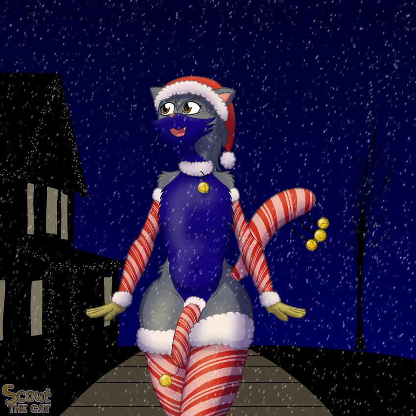 anthro arm_warmers armwear bell bell_collar big_penis blue_body blue_fur brown_eyes building christmas_clothing christmas_decorations christmas_headwear christmas_lights clothing cock_sock collar femboy footwear fur genitals grey_body grey_fur hat headgear headwear holidays house jingle_bell legwear male navel pattern_clothing penis penis_clothing red_clothing santa_hat sidewalk smile snow snowing socks solo striped_clothing stripes tail_sock thick_thighs thigh_highs walking white_clothing yellow_body yellow_fur scoutthecat02 christmas scout_the_cat_(character) domestic_cat felid feline felis mammal 1:1 absurd_res hi_res