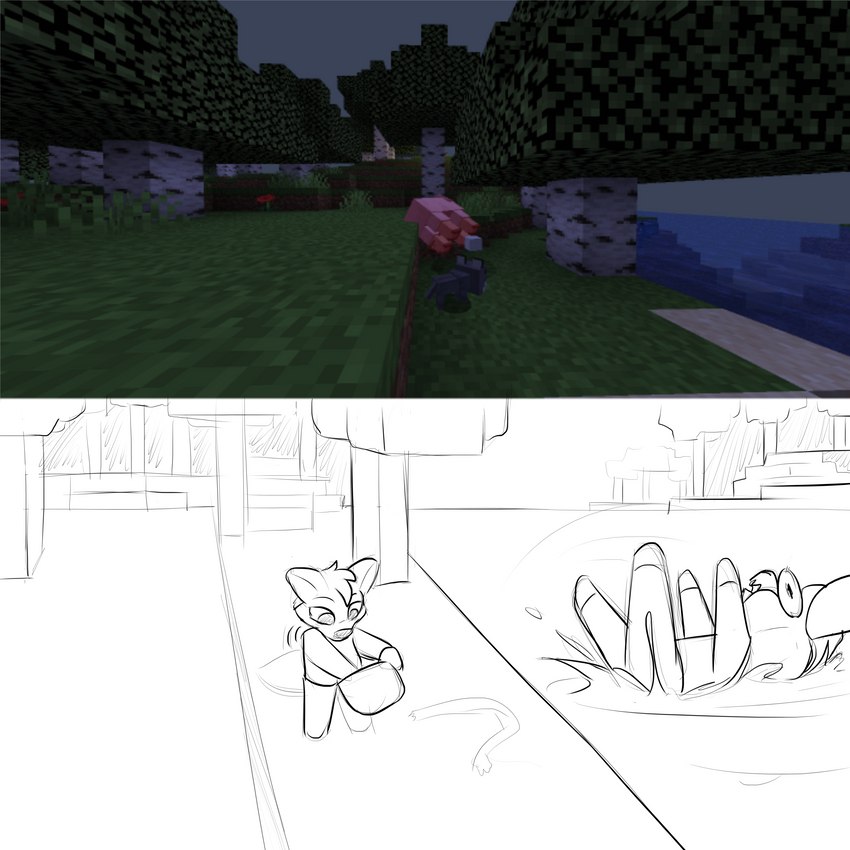 anthro bag big_tail duo falling female fight forest forest_background hooves humor male minecraft_block nature nature_background plant river screencap simple_background surprise tail tree twtr microsoft minecraft mojang xbox_game_studios jim_the_lamb wolf_(twtr) bovid canid canine canis caprine humanoid mammal sheep sheep_(minecraft) wolf wolf_(minecraft) 1:1 absurd_res black_and_white hi_res monochrome sketch mother_(lore) mother_and_child_(lore) mother_and_son_(lore) parent_(lore) parent_and_child_(lore) parent_and_son_(lore) son_(lore)