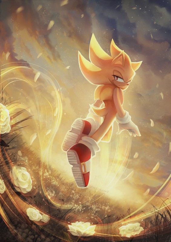 sonic the hedgehog and super sonic (sonic the hedgehog (series) and etc) created by spacecolonie