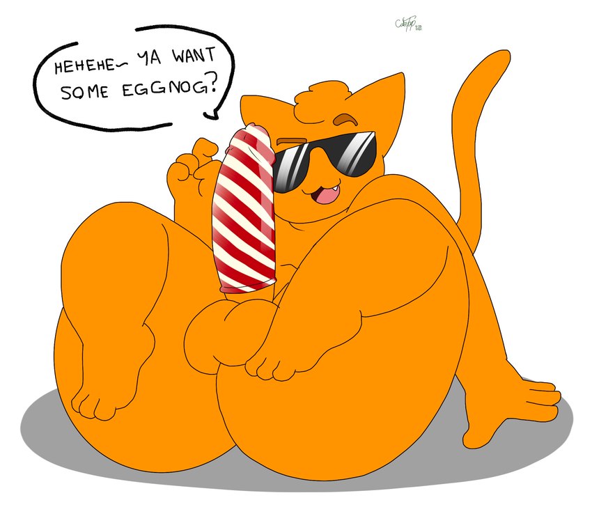 anthro balls big_butt butt erection fur genitals hair looking_at_viewer male open_mouth penis simple_background smile solo text thick_thighs cake_top party_cat_(cake_top) domestic_cat felid feline felis mammal digital_media_(artwork) hi_res meme