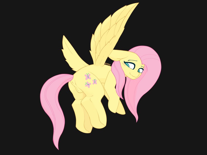 anatomically_correct anatomically_correct_genitalia anatomically_correct_pussy female feral flying fur genitals hair looking_back low-angle_view pink_hair pussy simple_background solo wings yellow_body yellow_fur enzodoesart friendship_is_magic hasbro my_little_pony mythology fluttershy_(mlp) equid equine mammal mythological_creature mythological_equine pegasus 4:3 hi_res