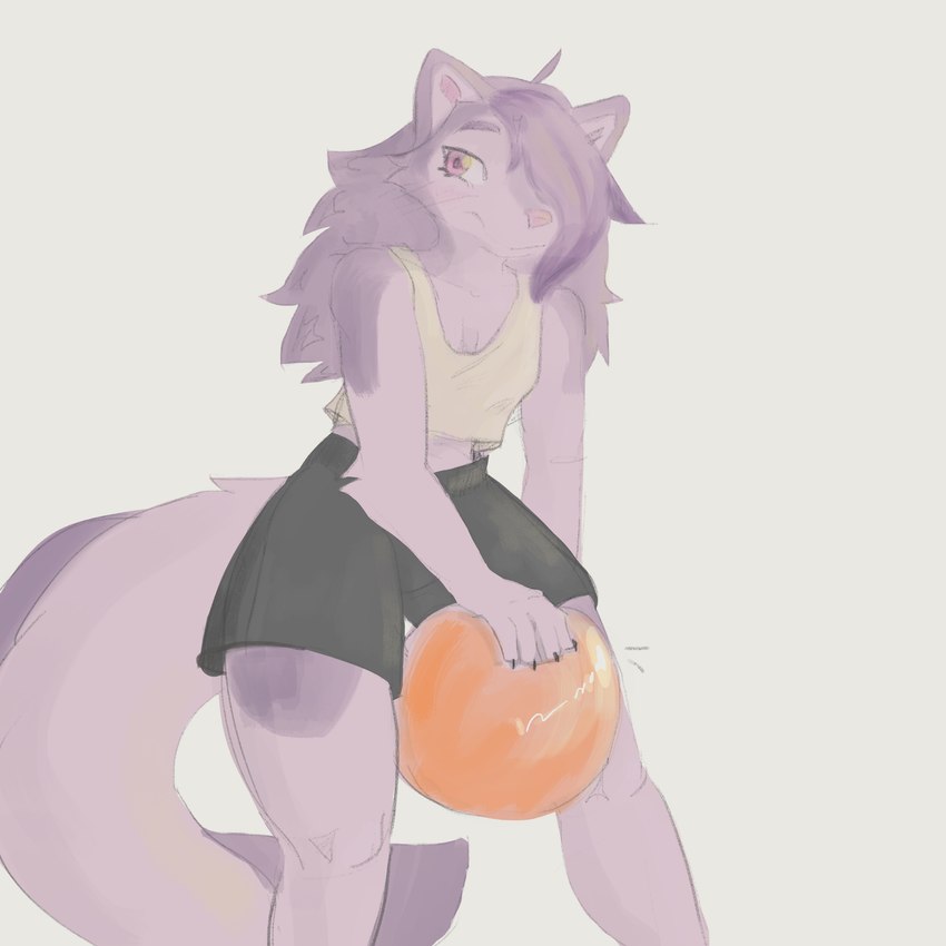 anthro ball beach_ball blush bottomwear clothed clothing female halter happy inflatable looking_at_viewer midriff orange_ball playing shirt shorts simple_background simple_coloring sportive t-shirt topwear white_background kadeki kadeki_(character) canid canine canis domestic_dog husky hybrid mammal nordic_sled_dog spitz wolf 1:1 absurd_res digital_drawing_(artwork) digital_media_(artwork) hi_res sketch