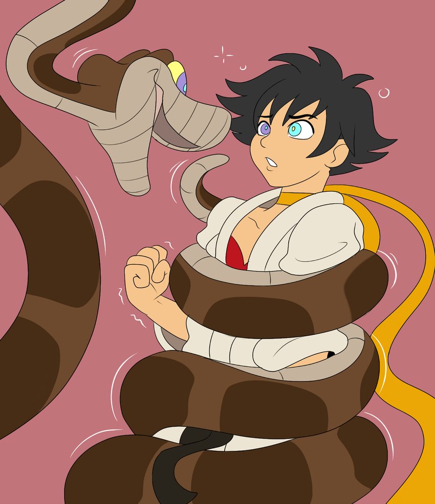 dazed duo female hypnosis male male/female mind_control submissive submissive_female plsgts capcom street_fighter the_jungle_book kaa_(jungle_book) makoto_(street_fighter) indian_python python python_(genus) reptile scalie snake hi_res