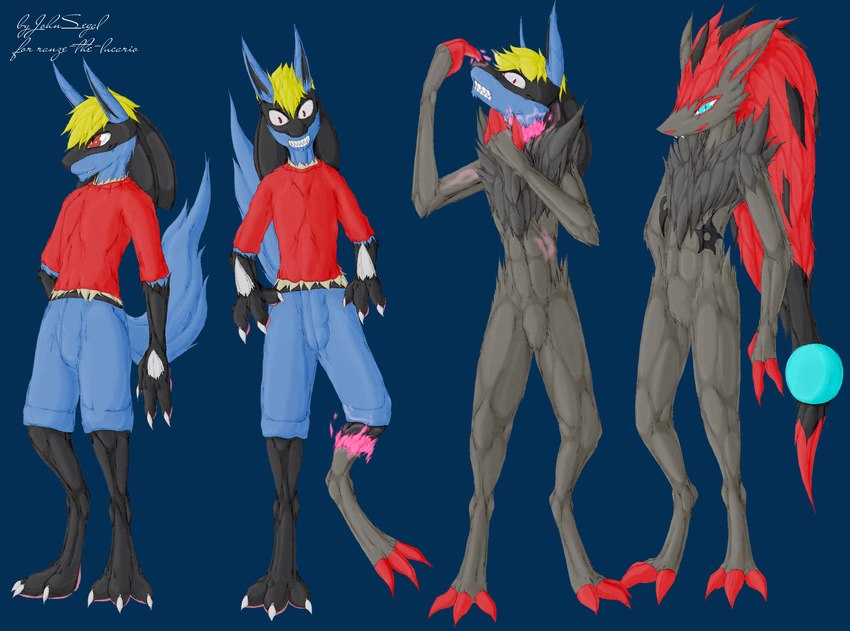 alternate_color anthro aura biped blue_background illusion male ranzebal simple_background solo standing tail transformation transformation_sequence johnsergal nintendo pokemon fan_character canid canine generation_4_pokemon generation_5_pokemon lucario mammal pokemon_(species) zoroark absurd_res digital_media_(artwork) full-length_portrait hi_res portrait