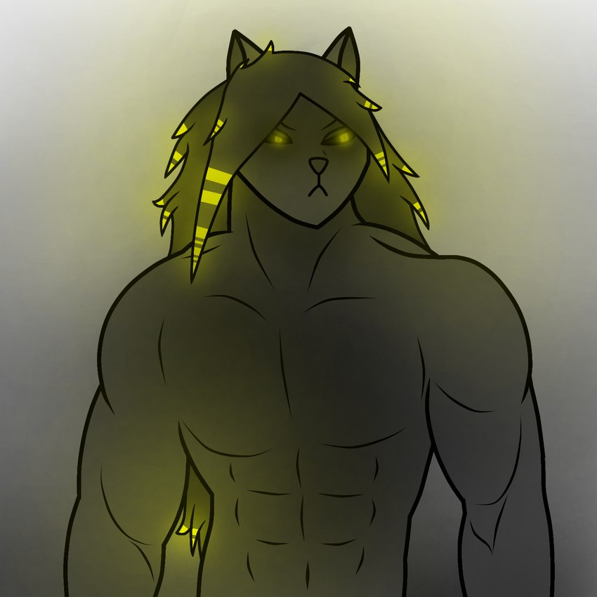 anthro black_body black_fur fur hair long_hair male muscular neon pupils slit_pupils small_ears solo yellow_eyes bw112v gigachad jaeger_tetsukami mammal porcupine rodent 1:1 hi_res