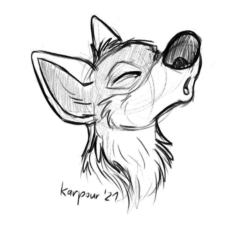 eyes_closed feral howl male karpour rakan canid canine canis mammal wolf 2021 monochrome sketch traditional_media_(artwork)