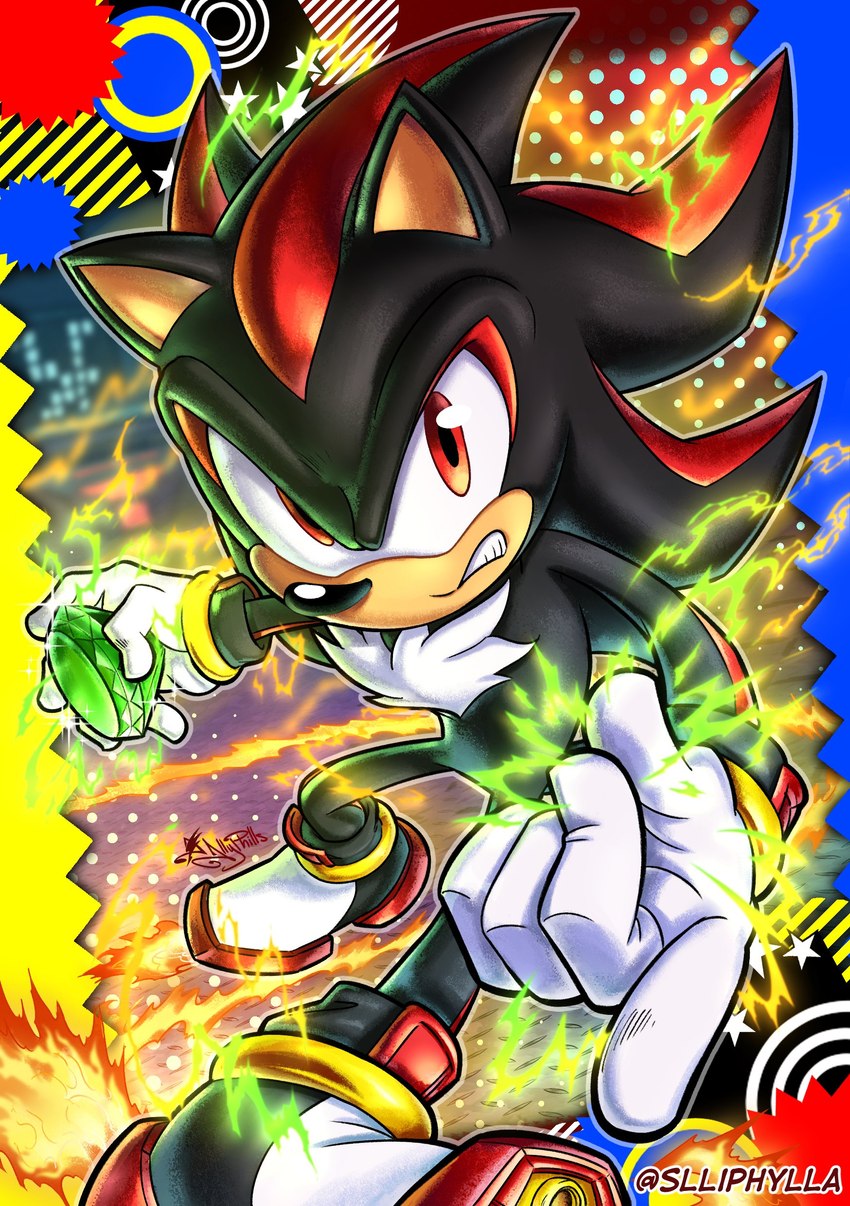 shadow the hedgehog (sonic the hedgehog (series) and etc) created by slliphylla