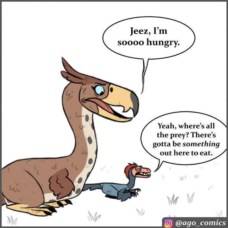 beak dialogue feathers feet humor size_difference speech_bubble talons teeth text toes toothed_beak pet_foolery terrorbird_(pet_foolery) twig_the_velociraptor avian bird cariamiform dinosaur dromaeosaurid prehistoric_species reptile scalie terror_bird theropod velociraptor 1:1 comic english_text