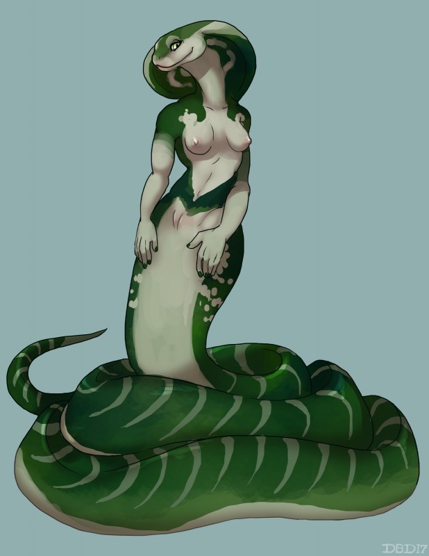 anthro apode breasts female genitals legless looking_at_viewer nipples non-mammal_breasts nude pussy serpentine smile solo dbd silana_(nantangitan) draconcopode naga reptile scalie snake absurd_res hi_res