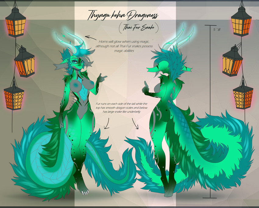 anthro areola breasts eyebrows eyelashes female green_hair hair nipples non-mammal_breasts solo tail text aimi mythology dragon mythological_creature mythological_scalie scalie absurd_res digital_media_(artwork) english_text hi_res model_sheet