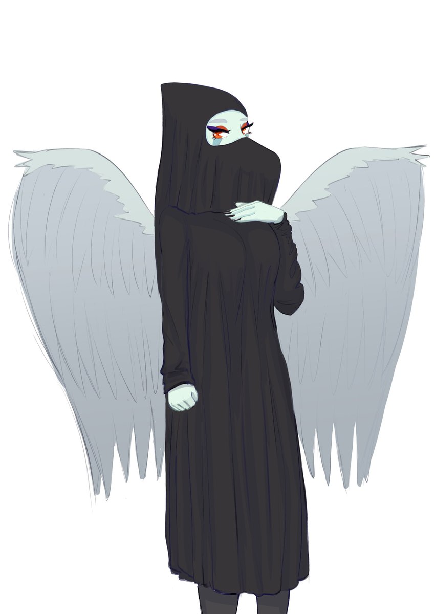 abaya anthro black_nails blue_body clothed clothing colored_nails feathered_wings feathers female islamic looking_at_viewer makeup markings middle_eastern_clothing nails niqab orange_eyes religion simple_background solo white_background wings blackholedog1 cavemanon_studios goodbye_volcano_high snoot_game fang_(gvh) dinosaur ornithischian prehistoric_species reptile scalie stegosaurian stegosaurus thyreophoran absurd_res hi_res