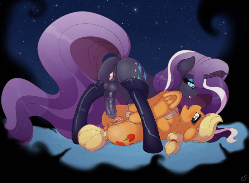 applejack and nightmare rarity (my little pony (idw) and etc) created by ratofdrawn