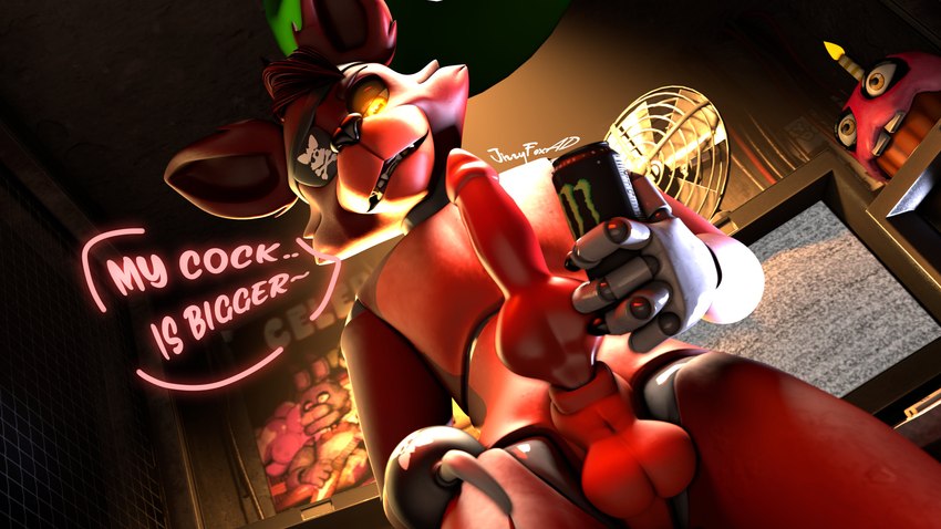 animal_genitalia animal_penis anthro balls canine_genitalia canine_penis erection eye_patch eyewear fingers genitals holding_energy_drink holding_object hook hook_hand knot machine male monster_can_comparison nude penis pirate red_body solo teeth text yellow_eyes jizzyfox five_nights_at_freddy's monster_energy scottgames cupcake_(fnaf) foxy_(fnaf) animatronic canid canine fox mammal robot robot_anthro 16:9 3d_(artwork) 4k absurd_res digital_media_(artwork) english_text hi_res widescreen