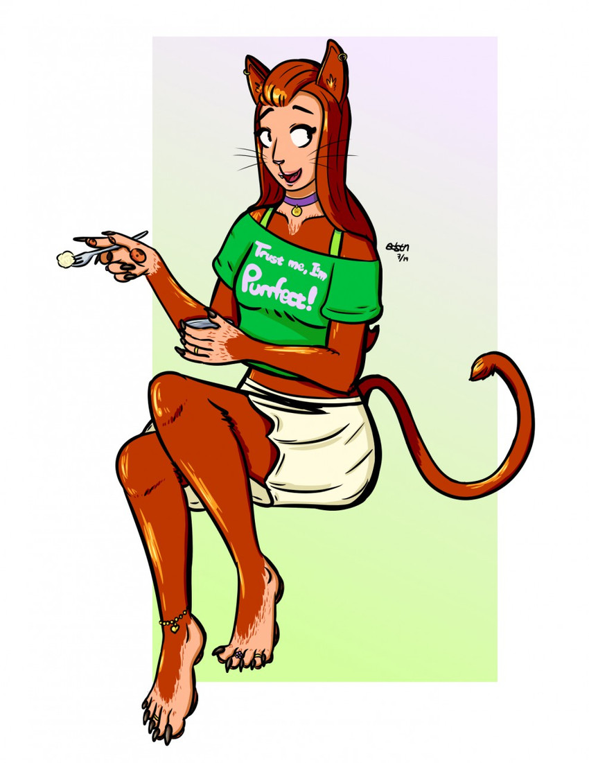 alternate_species bottomwear breasts clothing collar ear_piercing ear_ring female hair holding_fork implied_transformation looking_aside piercing red_hair ring_piercing simple_background sitting skirt smile solo species_transformation transformation whiskers white_background adstn totally_spies! sam_(totally_spies!) domestic_cat felid feline felis human humanoid hybrid mammal 2019 hi_res