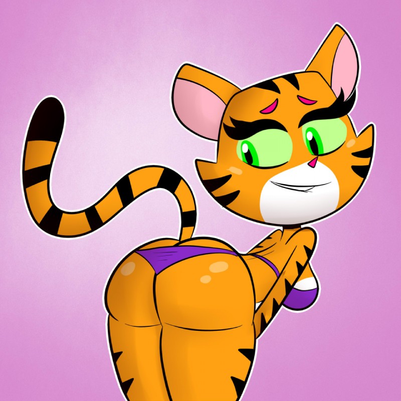 anthro bikini bite biting_lip biting_own_lip breasts butt clothing eyelashes female fur green_eyes pose presenting raised_tail self_bite simple_background solo striped_body striped_fur stripes swimwear tail two-piece_swimsuit whiskers scobionicle99 cartoon_network dc_comics teen_titans teen_titans_(television_series) cat_starfire starfire_(teen_titans) domestic_cat felid feline felis mammal 1:1 2017 digital_media_(artwork) hi_res