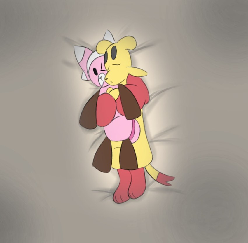 cuddling duo hug sleeping ecoloco nintendo pokemon generation_5_pokemon generation_7_pokemon mienfoo pokemon_(species) stufful