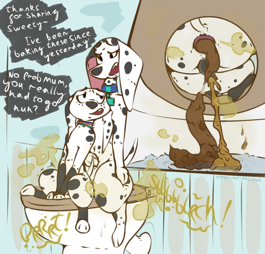 animal_genitalia animal_pussy anus canine_genitalia canine_pussy duo fart feces female female/female feral genitals pooping pooping_together pussy semi-anthro toilet toilet_sharing eproc-the-philius 101_dalmatian_street 101_dalmatians disney delilah_(101_dalmatians) dolly_(101_dalmatians) canid canine canis dalmatian domestic_dog mammal absurd_res hi_res daughter_(lore) mother_(lore) mother_and_child_(lore) mother_and_daughter_(lore) parent_(lore) parent_and_child_(lore) parent_and_daughter_(lore)