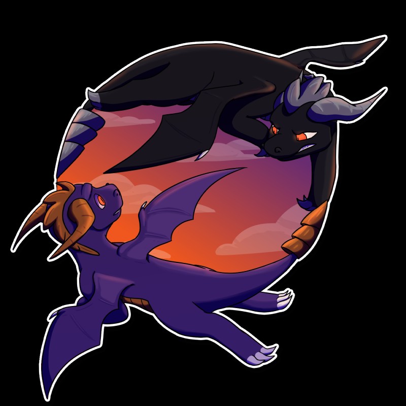 dark spyro and spyro (skylanders academy and etc) created by runomye