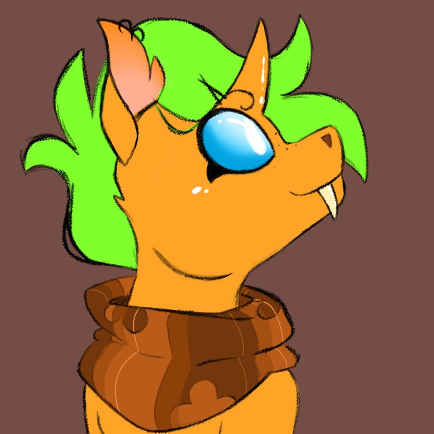 blue_eyes clothing fangs feral green_hair hair horn male simple_background smile solo teeth demon_ascended_(artist) friendship_is_magic hasbro my_little_pony lucky_(demon_ascended) arthropod changelicorn changeling equid equine horse hybrid mammal 1:1 bust_portrait colored digital_media_(artwork) hi_res portrait signature