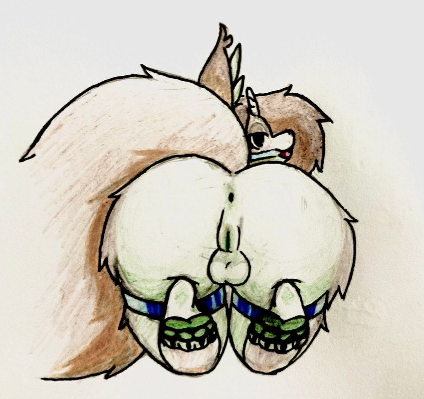 anthro antlers anus ball_gag balls bedroom_eyes brown_body brown_fur butt feet fur gag gagged genitals hair herm horn intersex long_ears looking_at_viewer narrowed_eyes nude pawpads presenting presenting_hindquarters pussy seductive simple_background smile solo tail starrydraco chai_(starrydraco) mammal therrigon absurd_res hi_res traditional_media_(artwork)