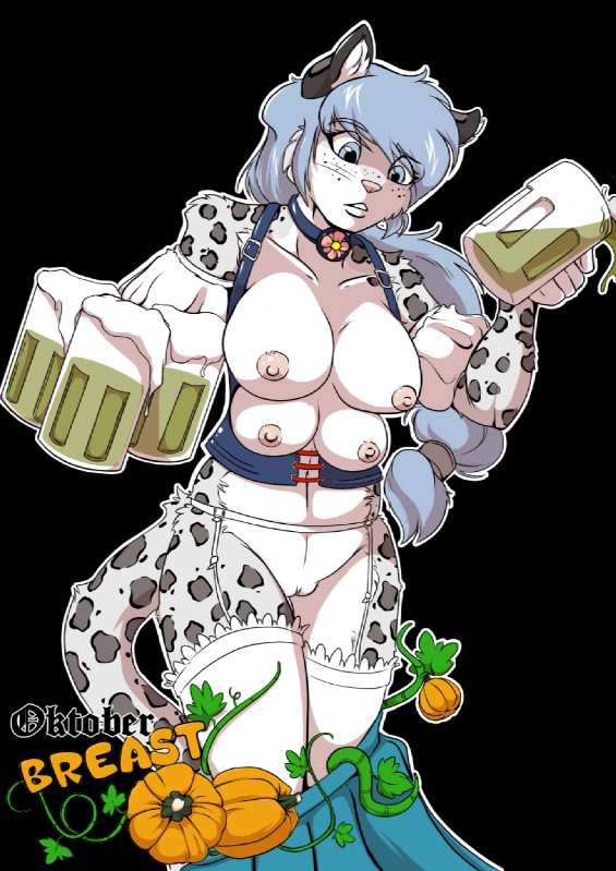 4_breasts 4_nipples alcohol anthro areola barmaid beer beverage big_breasts breasts clitoral_hood clothing erect_nipples female genitals multi_breast multi_nipple nipples pussy simple_background solo transparent_background wardrobe_malfunction yawg clarisse_(yawg) felid leopard mammal pantherine snow_leopard 2016 alpha_channel hi_res