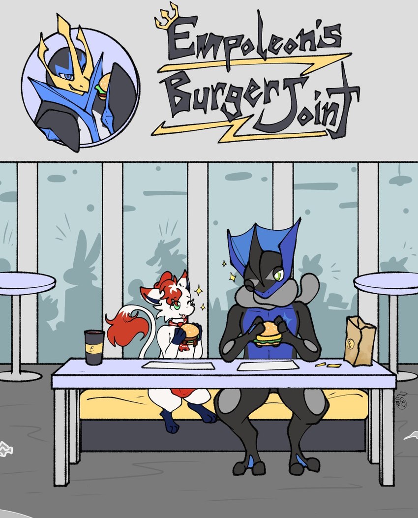 anthro beverage burger chicken_sandwich duo fast_food feral food fries male male/male kure_uwu_(artist) nintendo pokemon pokemon_legends_arceus chico030 fan_character kai_mew-(character) empoleon generation_1_pokemon generation_4_pokemon generation_6_pokemon generation_8_pokemon greninja hisuian_form hisuian_zorua hybrid legendary_pokemon mew_(pokemon) pokemon_(species) regional_form_(pokemon) hi_res