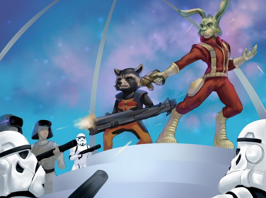 jaxxon, rocket raccoon, and stormtrooper (guardians of the galaxy and etc) created by thepimpartist